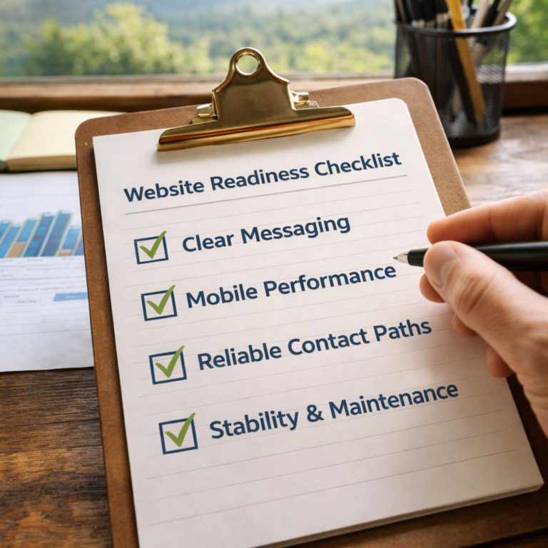 Checklist showing website readiness before marketing