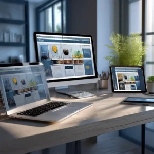 modern business website displayed on laptop and smartphone