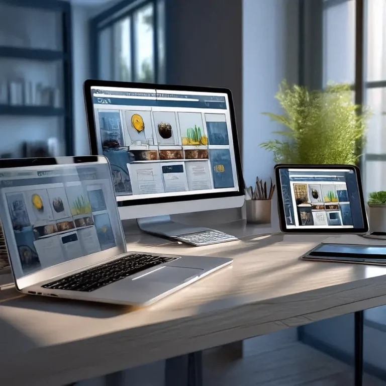 modern business website displayed on laptop and smartphone
