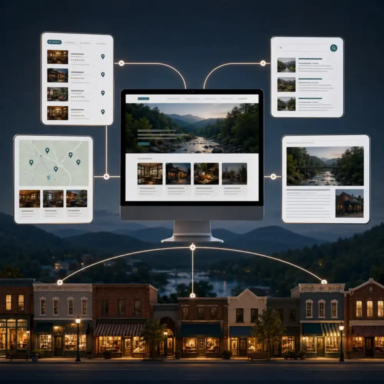Woodfin website, business directory and search content working together