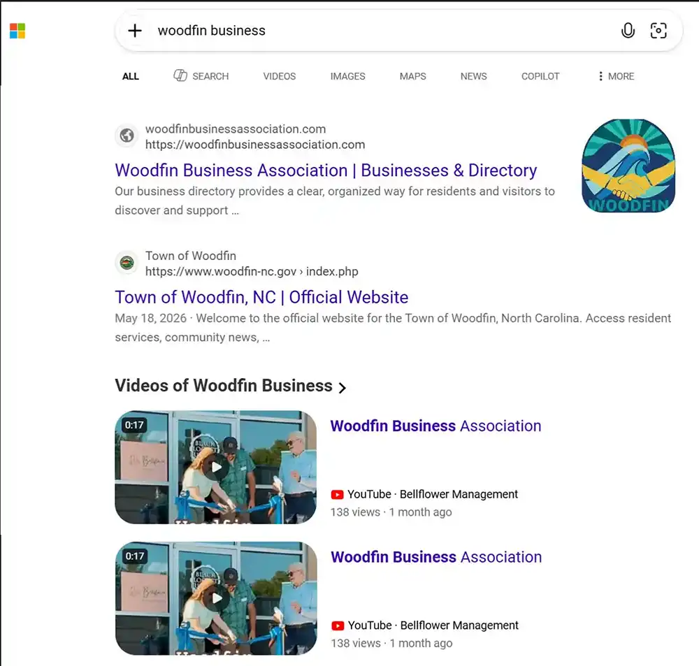 Bing Woodfin search results